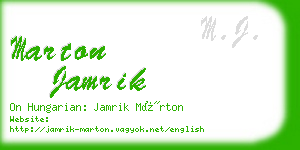 marton jamrik business card